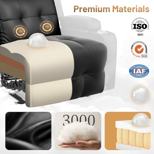 Image of Home Theater Seating, Power Recliner Sofa Chair with Massage & Heat, Wall Hugger Reclining Single Chairs with USB, RV Furniture with LED Lights, Cup Holders for Movie Theater & Gaming Room