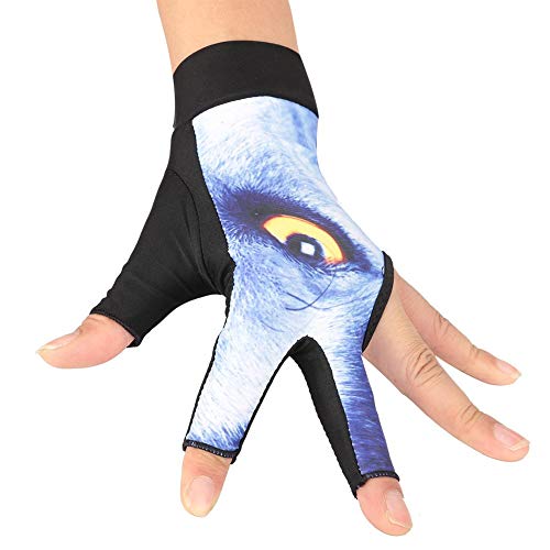 HERCHR Billiard Pool Gloves, 3 Finger Left Hand Snooker Pool Cue Sport Glove Anti Slip Soft Protective Billiards Glove Popular Sizes for Men & Women (L)