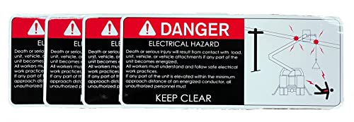 (4) Bucket Boom Truck Danger Warning Electrical Hazard Keep Clear Bucket Truck & Crane Truck Safety Decal Stickers