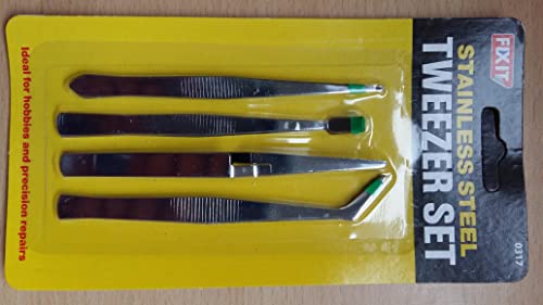 Set di pinzette di precisione in acciaio INOX, 4
