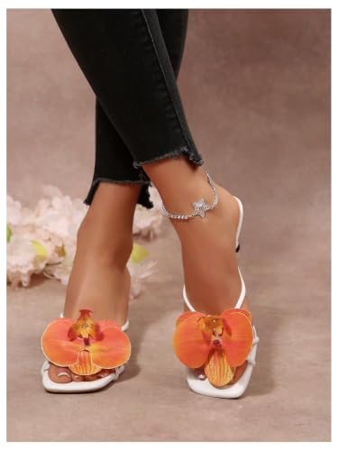 Image of MakeMeChic Women's Flower Kitten Heels Floral Summer Beach Sandals