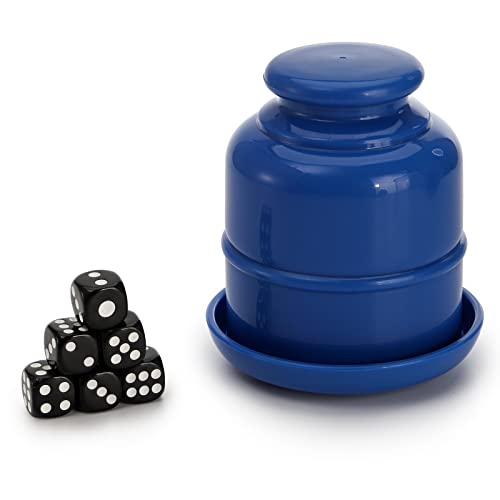 Suwimut 6 Pack Plastic Dice Cups With Lid, Classic Dice Game Dice Shaker Cup Dice Cup Game Set For Bar Party Family Dice Games, Includes 36 Black Six-Sided Dice #TOP2