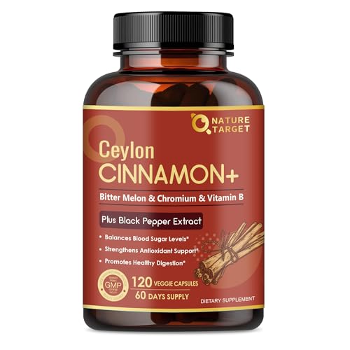 NATURE TARGET Ceylon Cinnamon Capsules - Cinnamon Supplements Plus Chromium,