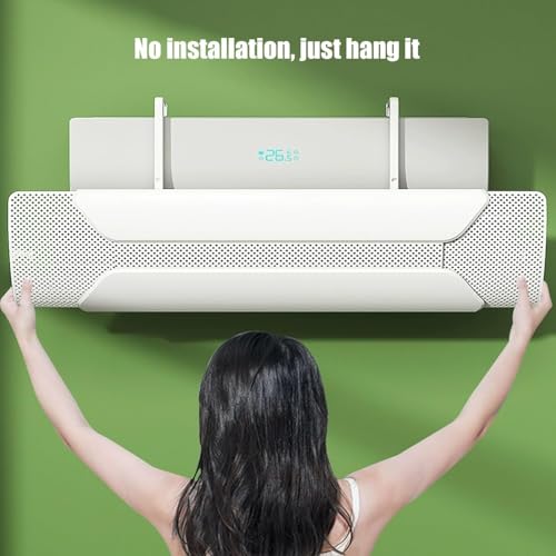 عاكس مكيف الهواء من الميكاكوز، عاكس تدفق مكيف سبليت قابل للتعديل، جناح هواء يمنع مكيف الهواء من النفخ مباشرة، تركيب مجاني عالمي مع فلتر قطن، لحجب الرياح (60-95 سم)