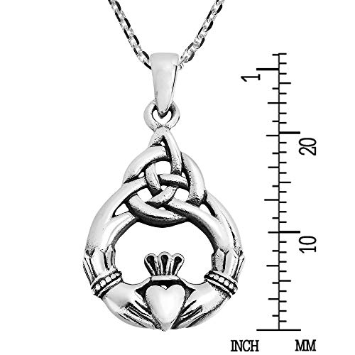 AeraVida Claddagh Symbol Celtic Love .925 Sterling Silver Pendant Necklace - Image 6