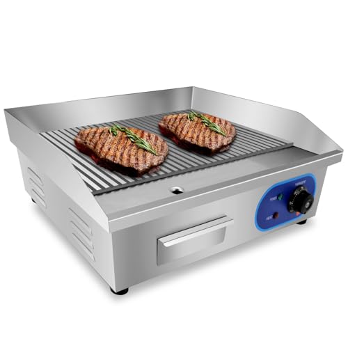 TAIMIKO - Plancha eléctrica profesional para barbacoa eléctrica de mesa, plancha eléctrica exterior, 55 x 35,5 cm
