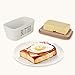 SZUAH Porcelain Butter Dish with Lid for Countertop (500ml), Large Butter Keeper Container Dishwasher Safe Butter Dishes with Covers High Quality Silicone Sealing