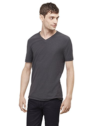 Kenneth Cole REACTION mensSR3A5040Short Sleeve Slub V-Neck Shirt Short Sleeve T-Shirt - Gray - Large
