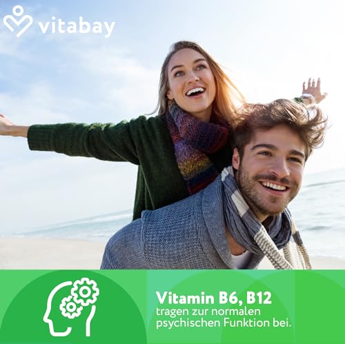 Vitabay Vitamin B Komplex hochdosiert - 180 Tabletten für 6 Monate - enthält alle 8 B-Vitamine (B1, B2, B3, B5, B6, B7, B9, B12) - Vit B Komplex ohne Zusätze - vegan und laborgeprüft in Deutschland