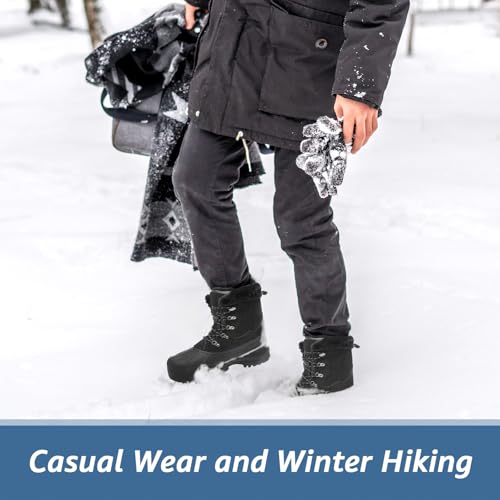 Kelway Genuine Leather Men's Snow Boots, Insulated Waterproof Winter Boots for Men, Mens Hiking Boots Outdoor Cold Weather 5