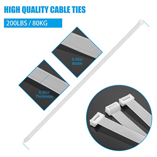 Armpow 18 inch White Zip Ties Heavy Duty 100 Pack, 200 LBS Ultra Exclusive Strong Plastic Wire Ties, Large Cable Ties Extra Long Tie Wraps, Indoor and Outdoor UV Resistant by Armpow - Image 2