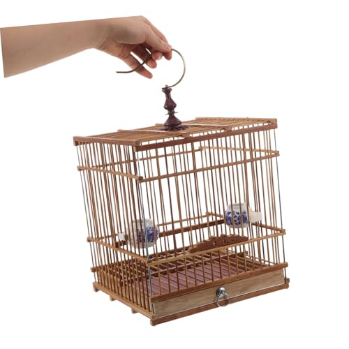 Cage pour petits oiseaux en bambou suspendue pour salon et véranda - 5