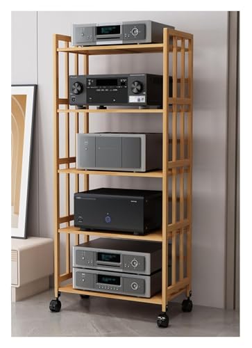 Supporto regolabile a 5 sta o Ma per dispositivi HiFi Ste Conents e CD Sto con ripiani in legno rimovibili, perfetto per gli amanti dell'home theater e della musica