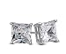 Body Fashion Surgical Steel Square Basket Set Crystal Diamond Unisex Men's Stud Earrings,8mm