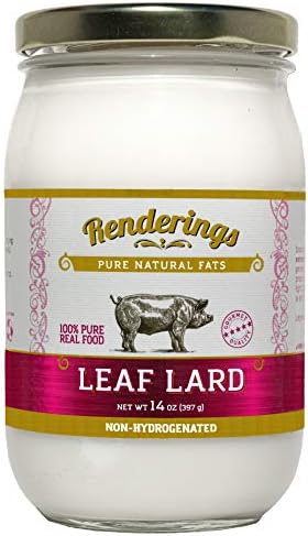 Rendering's Gold Label Leaf Lard, Pasture Raised, Bright White, Neutral Flavor Lard for Baking, Cooking & Frying, 14 oz jar