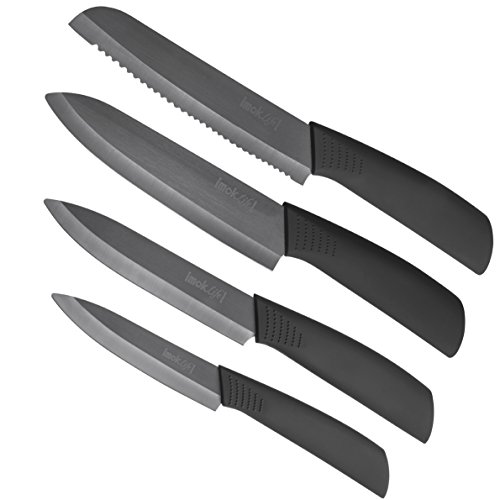 imokLife Ceramic Knife Set (4 Pieces) Kitchen Knives with Safety Sheaths Super Sharp and Never Rust(6