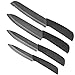 imokLife Ceramic Knife Set (4 Pieces) Kitchen Knives with Safety Sheaths Super Sharp and Never Rust(6" Bread Knife, 6" Chef Knife, 6" Utility Knife, 4" Fruit Knife ), Black