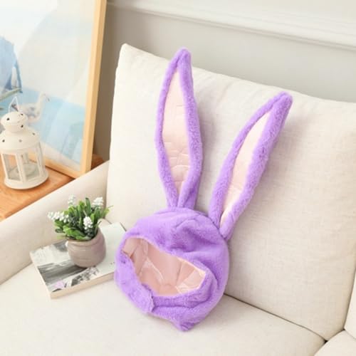 Niuoyrd ウサギ 被り物 ウサギ帽子兎 ラビット 長毛 キャップ アニマルハット 手軽に変身 コスプレ小道具 クリスマス ハロウィン 可愛い動物帽子 アニマル帽子 ぬいぐるみ 被り物 面白い 撮影道具 (パープル)