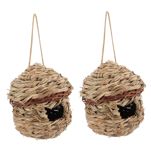 2個 オウム供給 鳥の家 野鳥の餌箱 屋外吊り下げ用ハチドリフィーダー 鳥かご 屋外用の吊り下げ巣箱 巣箱の庭の杭 屋外用窓用バードフィーダー ハチドリの巣の家 鳥小屋 ストロー NOLITOY