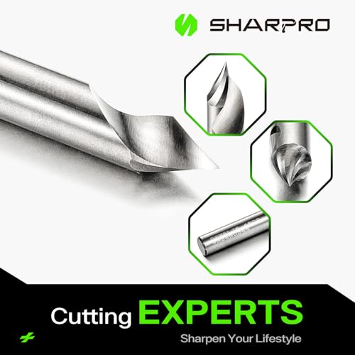 Sharpro SPWSLJ6.4502 Chamfer End Mill V Groove O Flute Spiral Router Bit 45 Degree 1/4 Inch Shank Cnc Carbide V-Bit thumb #2