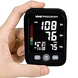 Vive Precision Blood Pressure Cuff and Machine - Automatic Mini BPM - Small, Compact BPM - Large Upper Arm Sphygmomanometer for Accurate BP Meter, Pulse, Heart Rate, Heartbeat Readings - Large Display