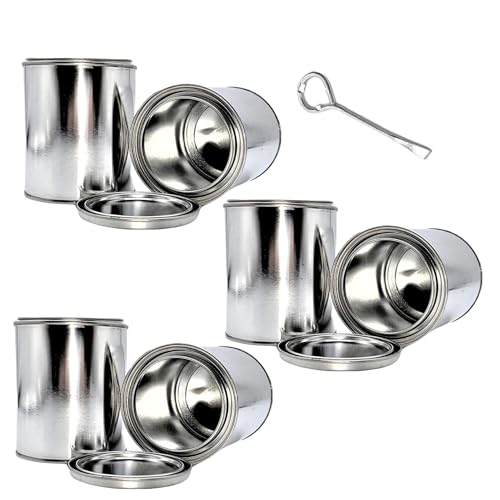 Blysk Empty Metal Cans with Lids – 16 oz/Pint Size, Unlined, Airtight Seal, Can Opener Included 6 Pack
