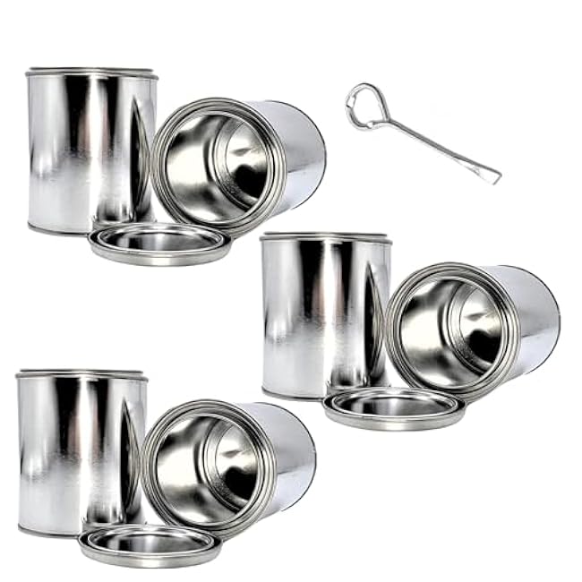 Empty Metal Cans with Lids ¨C 16?oz/Pint Size, Unlined, Airtight Seal, Can Opener Included 6 Pack