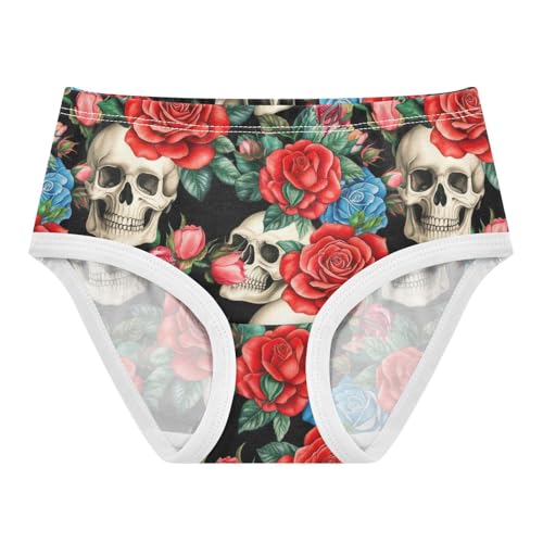 Joisal Skulls Red Roses Black Toddler Girls Underwear 2t Cotton Cute Panties Girl Designer Kids Undies Briefs