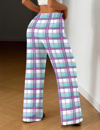 Image of Ekouaer Women Pajama Pants Comfy Pj Bottom with Pockets Stretch Plaid Sleepwear
