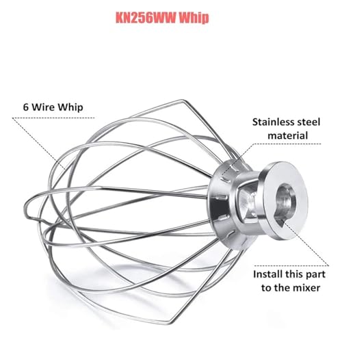 Batidor de 6 alambres compatible con Kitchenaid de 6 cuartos KN256WW 3