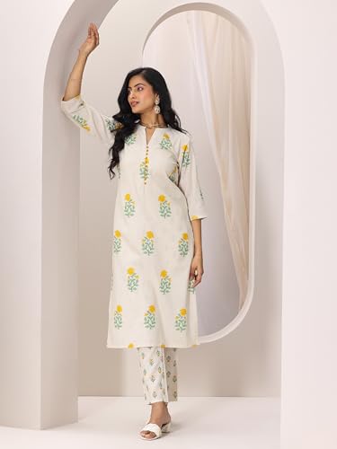 Image of Libas Printed Cotton Straight Kurta with Trouser