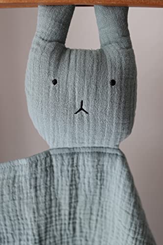 Marlowe & Co Organic Cotton Muslin Lovey Blanket, Organic Cotton Muslin Bunny Security Blanket (Sage) #TOP2