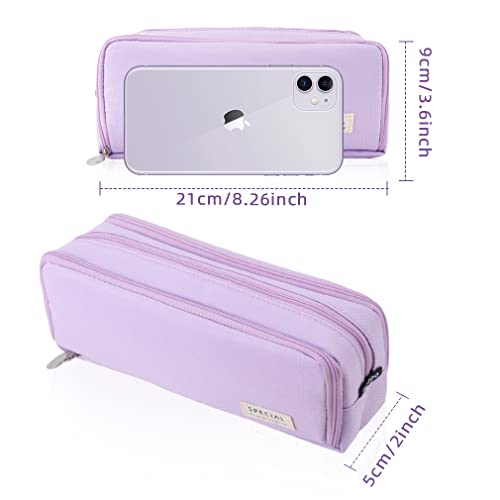 Image of iSuperb Large Pencil Case 3 Compartments Pencil Pouch Big Capacity Pencil Bag for Kids Teen Girls Boys Student School Supplies Oxford Organizer Pen Bag Cosmetic Makeup Pouch