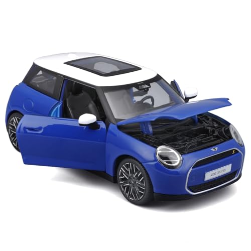 MAISTO Mini Cooper SE (J01) '24 \Special Edition, blau - Modellauto 1:24 Originalgetreues Sammlerauto Spielzeugauto mit beweglichen Lenkrad, Türen & Haube, ab 3 Jahren (532926)