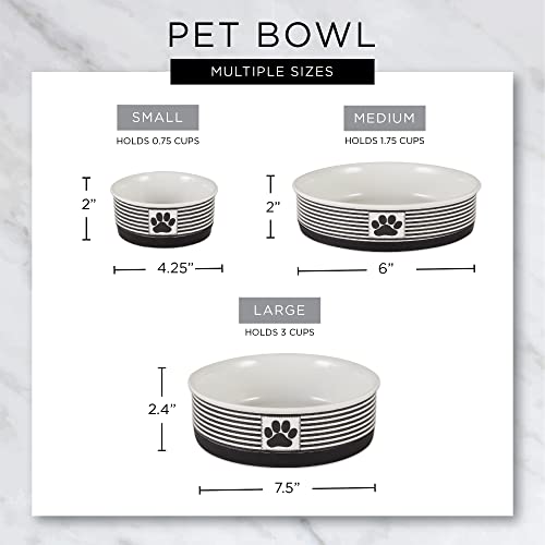 Bone Dry Ceramic Pet Bowls, Dishwasher & Microwave Safe, Non-Slip, Medium Set, 6x2, Black - Image 4