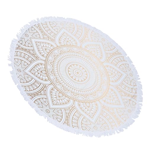 jojofuny Toalla de Playa Redonda de Microfibra Ultra Suave Estampado Mandala y Flecos Secado Rápido Manta de Picnic Bohemia Multifuncional para Yoga Meditación y Uso al Aire Libre