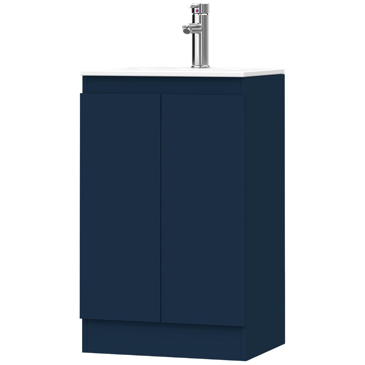 BELOFAY Vanity Unit with Basin | 500mm Bathroom Vanity Units with Basin | With White Ceramic Bathroom Sink | Floor Standing Blue Sink Unit | Soft Close Hinges & 1 Tap Hole | Waste Included
