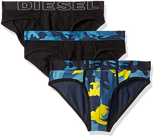Diesel Men's Andre 3 Pack Cotton Briefs, Blue/Black, XL
