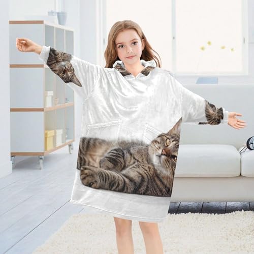 Dachshund Cat Print Meadow Wearable Blanket Kids Teens Girls Sweater 3D Animal Boys Hoodie Oversized Sweatshirt3