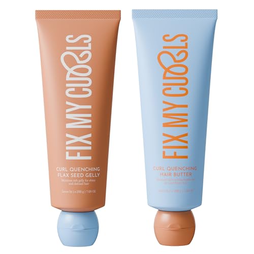 Fix My Curls Curl Quenching Moisture Styling Duo | For Curly, Wavy, Dry, Frizzy Hair| Curl Activator with Chia & Aloe Vera | Silicone Free| 7.05oz each