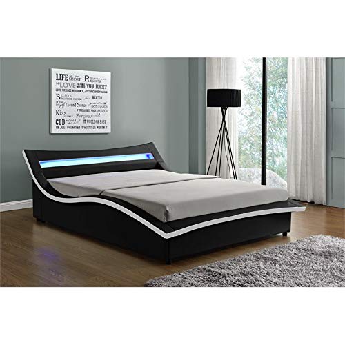 Kingway Furniture Hayton LED Storage Platform Queen Bed in Black/White