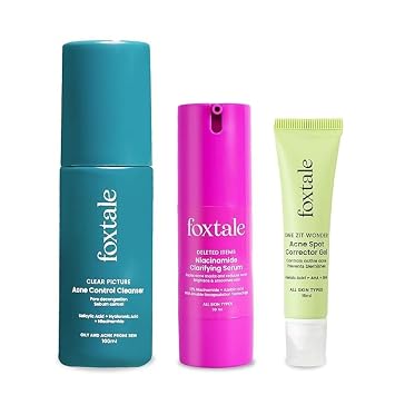 Fox.tale Acne Control Combo | Salicylic Acid Cleanser + 12% Niacinamide Serum + Spot Corrector Gel | For Acne, Oil Control, Acne Marks, Pigmentation & Redness | All Skin Types | For men & women