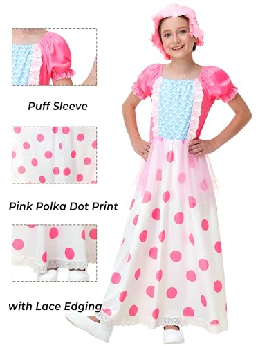 Halloween Pink Princess Dress Cute Polka Dot Print Maxi Dresses XS-2XL3