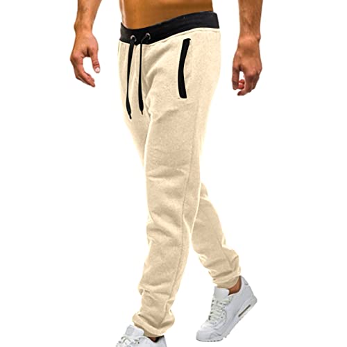 Jogginghose Herren Lang Mit Kordelzug Sporthose Herbst Winter Slim Fit Stretch Arbeitshosen Mit ReißVerschlusstasche Wanderhose Einfarbig Mode Chinohose Atmungsaktiv GemüTliche
