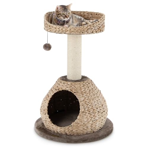 SOARS Arbre à chat de 71 cm avec lits, balle de suspension, tronc en sisal, arbre à chat avec quenouille tissée