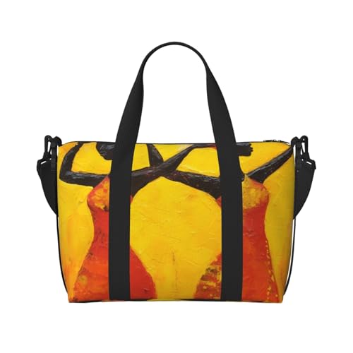 Black Women Travel Bag, Oil Painting Art Weekender Overnight Bag, Shoulder Travel Duffel Bag Carry On Gym Bag for Women Men