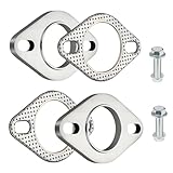 EVIL ENERGY 1.75 Inch 2 Bolt Exhaust Flange Connection Kit, Stainless Steel Exhaust Flange and Gasket Set with Bolts and Nuts, Exhaust Flanges with Flange Edge for Easier Welding, 2 PCS