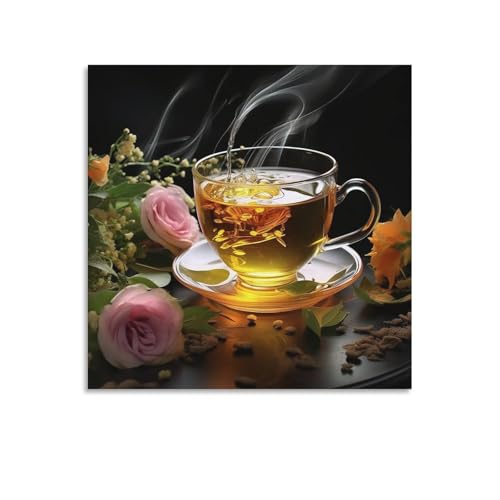 Toile abstraite tasse de thé pour raviver un mur blanc triste 60x60cm