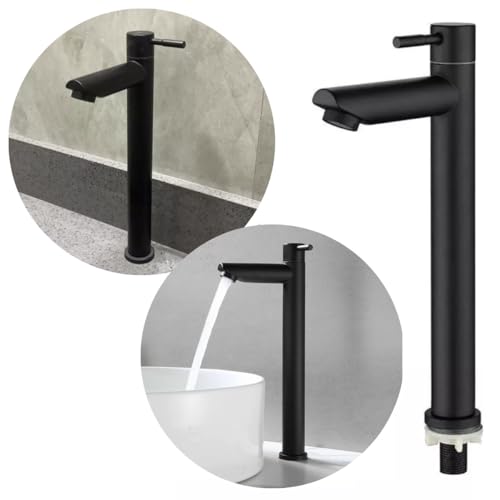 Torneira Preto Fosco Banheiro Lavatório Bica Alta 1/4 de Volta Para Cuba de Apoio ou Sobrepor