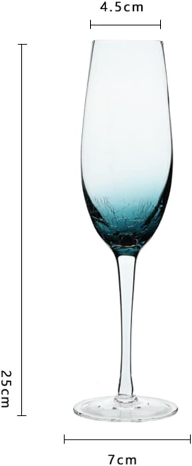 2PC Gradient Blue Crackle Crystal Wine Glasses Lead-Free Crystal Ice Cracked Red Wine Glasses Cocktail Glasses Champagne Glasses